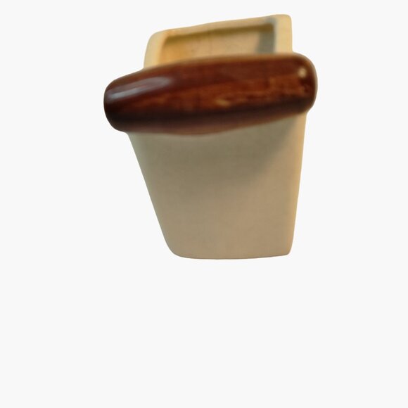 Ceramic Wheelbarrow Toothpick Holder Cart Tan Brown Handle Vintage 1950 MCM - Picture 2 of 9